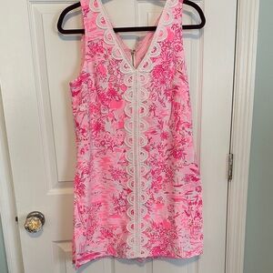 Lilly Pulitzer Pink Ronnie V neck romper/dress. SZ 10.